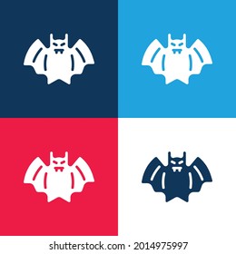 Bat blue and red four color minimal icon set