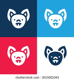 Bat blue and red four color minimal icon set