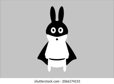 Bat Bunny Rabbit Vector Clipart BW, Rabbit Bat Sticker, Printable Rabbit DIY Cutting, Bunny Fly Bat Print, Vector Bat Rabbit Black and White