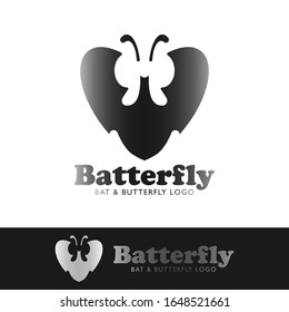Bat and Butterfly Logo as One in Love Shape