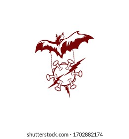 bat carry coronavirus illustration design
