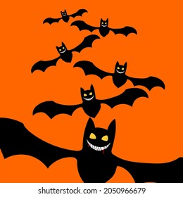 bat cartoon background. for Halloween. hand drawn. Vector cartoon Illustration.