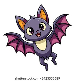 bat cartoon flying on white background.