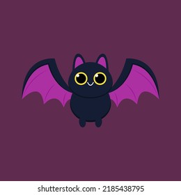 Bat cartoon in Halloween day. Cute bat mascot character cartoon icon illustration. Design isolated flat cartoon style.