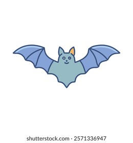 Bat cartoon icon. Blue bats mammal symbol vector art.