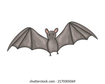 Bat in cartoon style for children's postcards, posters and other in cartoon style on white background. Vector illustration.