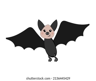 Bat in cartoon style on a white background