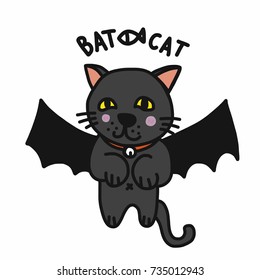 Bat cat cartoon vector illustration