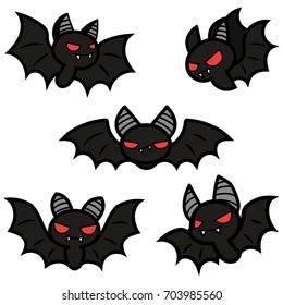  Bat character design artwork for decorate in Halloween party , dark theme and cute style