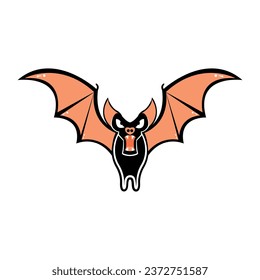 Bat Character of Hallowen Isolated Retro Cartoon Vector