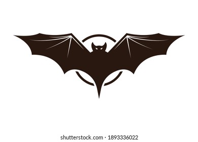 Bat circle logo. Halloween symbol template