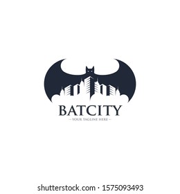 Bat city skyline vector logo template