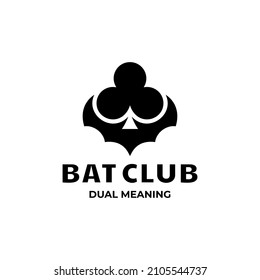 Bat and club leaf curly combinations,in background white ,vector logo design editable