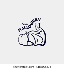 The bat collects a pumpkin in vector