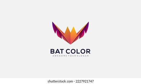 Bat color vector logo design icon template