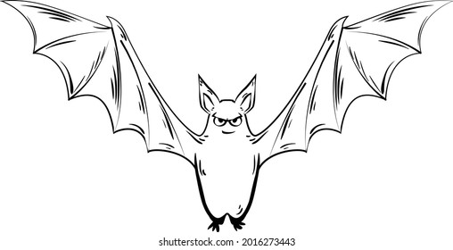 Bat coloring cartoon vector art and illustration