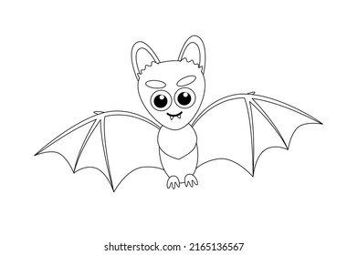 Bat Coloring Page Black White Bat Stock Vector (Royalty Free ...