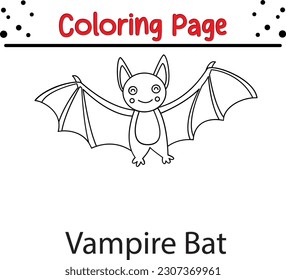 Bat coloring page for kids. Outlined bat