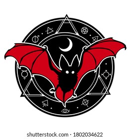 bat in composition with alchemical magic seal