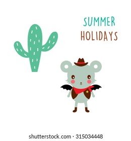 bat cowboy summer holiday vector