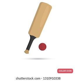 Bat for cricket and ball color flat icon for web and mobile design