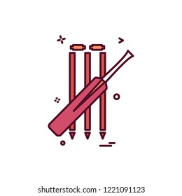 bat cricket wickets icon vector design