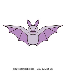 BAT cute animal illustration outline doodle simple kawaii Japanese style drawing kiddy icon minimalist symbol isolated 