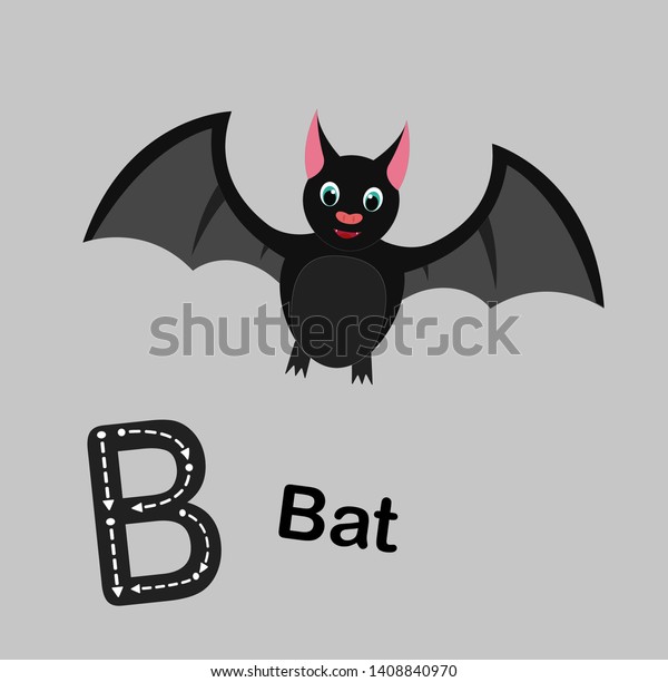 Bat Cute Cartoon Flashcard Vector Illustration Stock Vector (Royalty ...