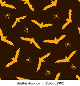 Bat dark backround pattern. Halloween seamless pattern. Vector illustration.