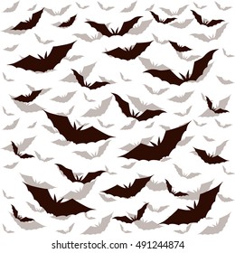 Bat dark. White background. Happy halloween. Vector illustration.	