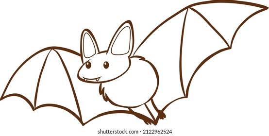Bat in doodle simple style on white background illustration
