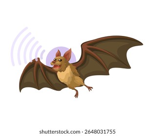 Bat Echolocation Animal Cartoon Illustration Vector