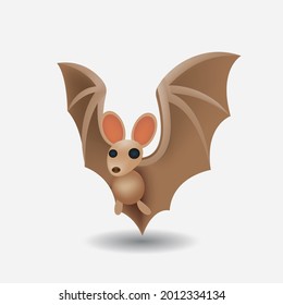 Bat emoji bird vector illustration. Cute brown bat isolated on white background. Cartoon character. Flat vector illustration for children's books illustrating, printing materials. 