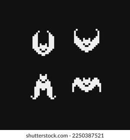 Bat Emoji Zeichen Pixel Kunst-Symbole gesetzt, Design-Element der Anwendung und Aufkleber. Spiele-Objekte 1-Bit-Sprite. Tier-Wohnung-Stil. Einzige Vektorgrafik. 