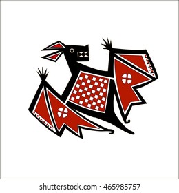 Bat. Ethnic pattern of American Indians: Aztecs, Mayans, Incas. Drawing in the Mexican style. Vector illustration.