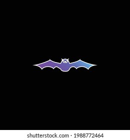 Bat With Extended Wings In Frontal View blue gradient vector icon