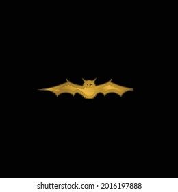 Bat With Extended Wings In Frontal View gold plated metalic icon or logo vector