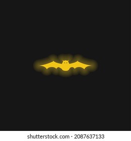 Bat mit längeren Flügeln in Frontalansicht gelbes Neonsymbol