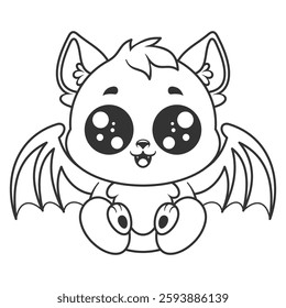 The bat feels happy and smiles, for coloring