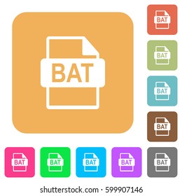 BAT file format flat icons on rounded square vivid color backgrounds.