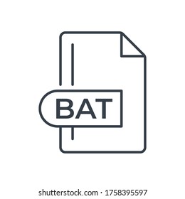 BAT File Format Icon. Batch file format extension line icon.