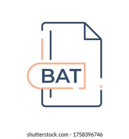 BAT File Format Icon. Batch file format extension line icon.