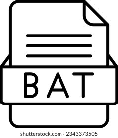 BAT file format icon in detail outline style