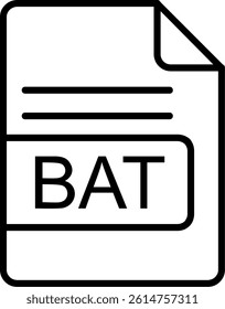 BAT File Format Line Vector Icon Design
