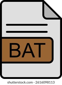 BAT File Format Line Vector Icon Design