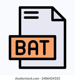 BAT File Format Vector Icon, Lineal Color Isolated Vector Icon.