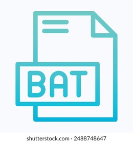 BAT File Format Vector Icon, Isolated Lineal Gradient Vector Icon.