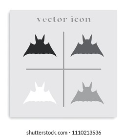 Bat flat black and white vector icon.
