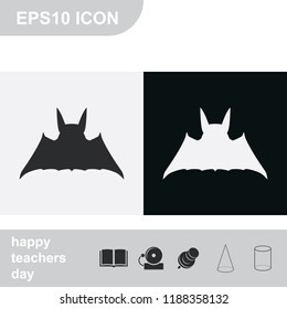 Bat flat black and white vector icon.