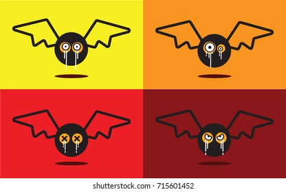 Bat flat design halloween icon set. vector illustration.